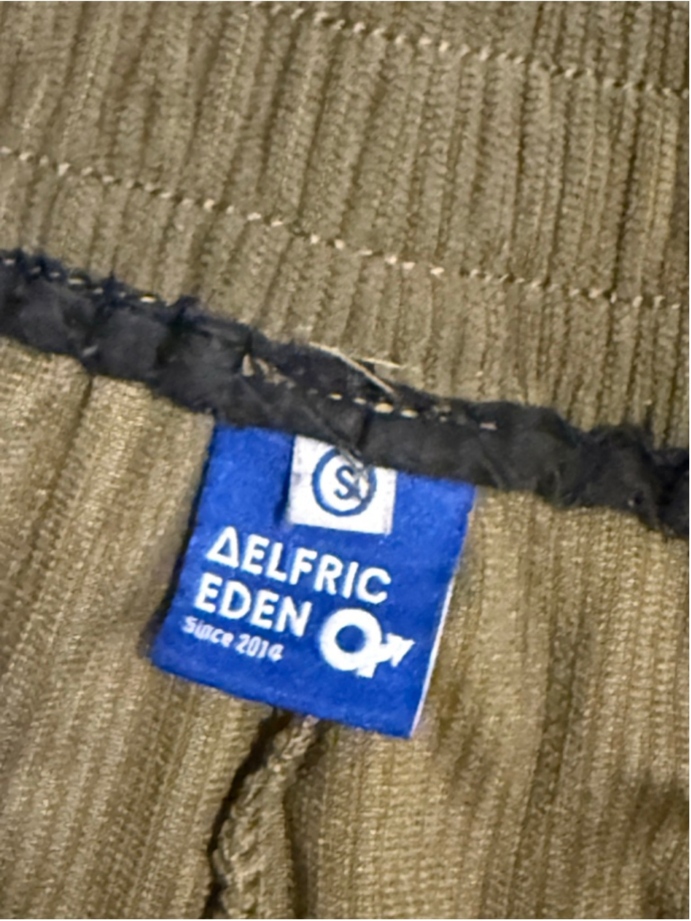 Alfric Eden Men Corduroy Jogger Pants Olive Green Elastic Waist Small Streetwear - Picture 7 of 8